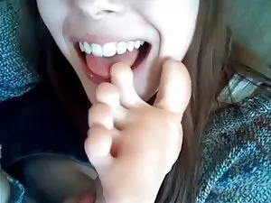 Große Frau Finger un ...